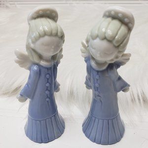VTG 2 Identical Inarco Japan Angel Figurines E-5643 Blue White Perfect Condition